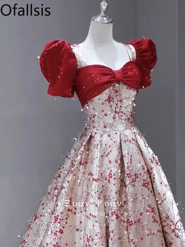Ofallsis Wine Red Puff Sleeve Square Neck Toast Dress Bride New Wedding Evening Female French Engagement Dresses Luxury
Ofallsis Wine Red Puff Sleeve Square Neck Toast Dress Bride New Wedding Evening Female French Engagement Dresses Luxury