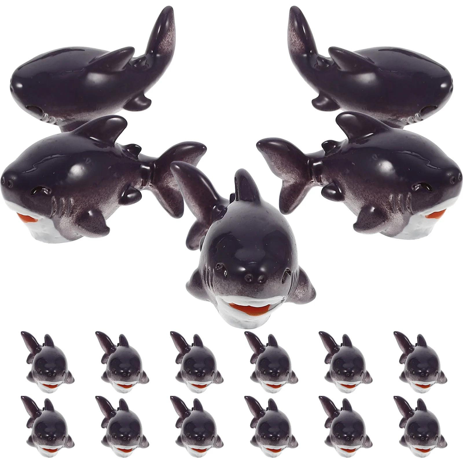 

20 Pcs Miniature Shark Landscaping Marine Dolphin Toys Tabletop Tub Decorative Figure Synthetic Resin Figurine Desktop