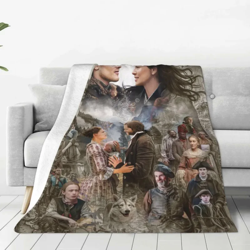 

Outlander Tv Show Blanket Flannel Print Portable Super Warm Throw Blankets for Sofa Couch Rug Piece
