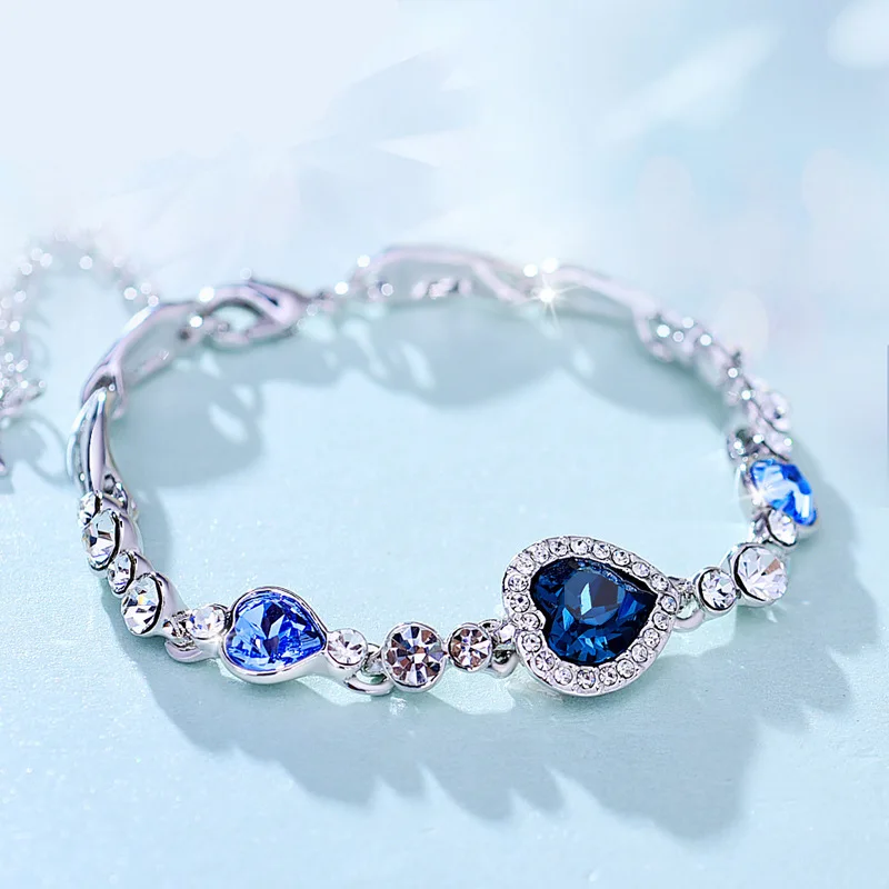 WLP Women Korean Fashion Blue Heart Austrian Crystal Bracelet Vintage Girls Bride Wedding Bracelets Jewelry Gift Pulseras 2023
WLP Women Korean Fashion Blue Heart Austrian Crystal Bracelet Vintage Girls Bride Wedding Bracelets Jewelry Gift Pulseras 2023