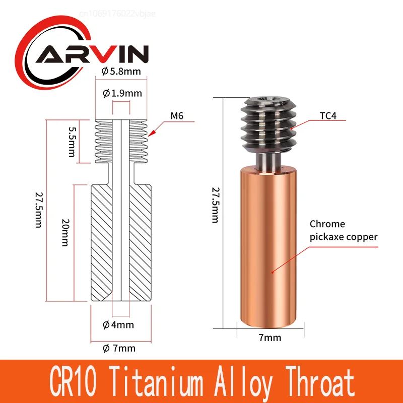 Original CR10 Titanium Alloy Bi-Metal Heatbreak For CR10 ENDER 5/3 CR-10S 1.75MM Filament Smooth 3D Printer High Temp Heat Break
Original CR10 Titanium Alloy Bi-Metal Heatbreak For CR10 ENDER 5/3 CR-10S 1.75MM Filament Smooth 3D Printer High Temp Heat Break