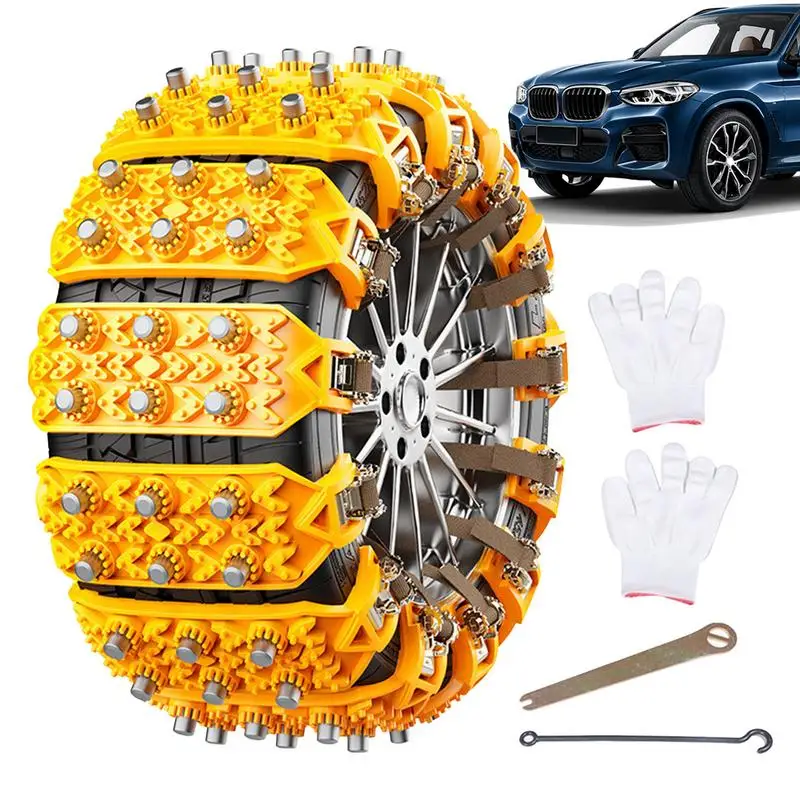 

Snow Chains For Car Tires Traction Tire Chains Security Chain Anti-Skid Heavy Duty Traction Mud Chains Easy Installation Tire