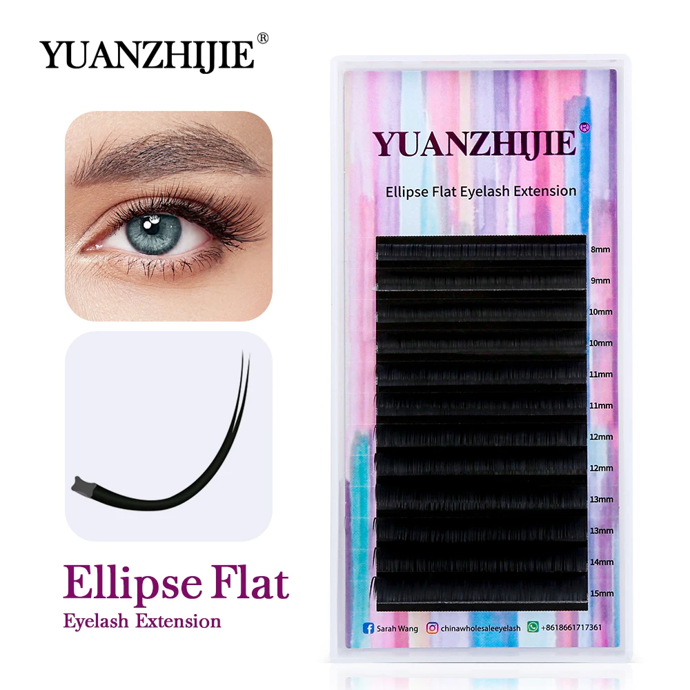 

YUANZHIJIE 8-15 Mix Length C/D Curl Matte Flat Lashes Split Tips Ellipse False Individual Mink Eyelash Cashmere Lash Extension