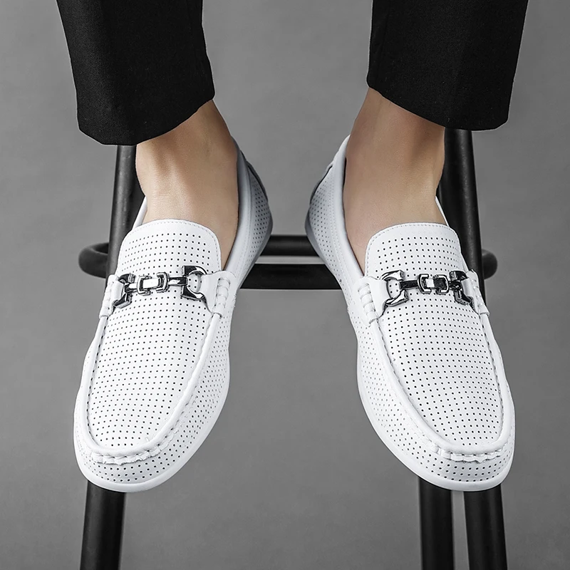 New Summer Leather Slip on Men's Shoes Moccasins Loafers Man Luxury Retro Driving Casual Flats Male Brown Dress Shoes Hollow Out
New Summer Leather Slip on Men's Shoes Moccasins Loafers Man Luxury Retro Driving Casual Flats Male Brown Dress Shoes Hollow Out