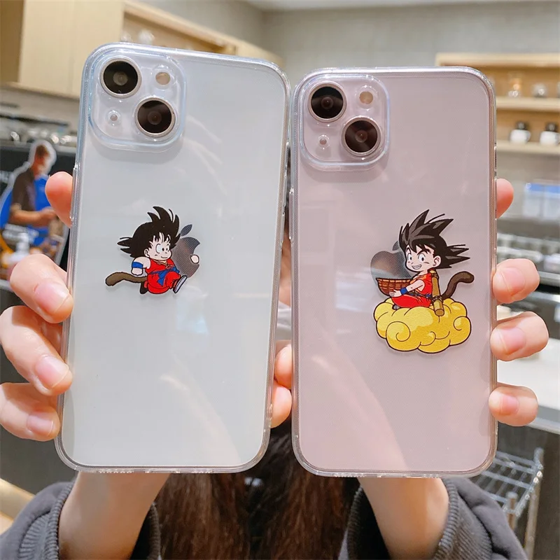 

Bandai Dragon Ball Cute Goku Clear Cases for iphone 11 12 13 14 15 pro max Xs XR 8 7 Plus Soft Silicone Phonecase Funda