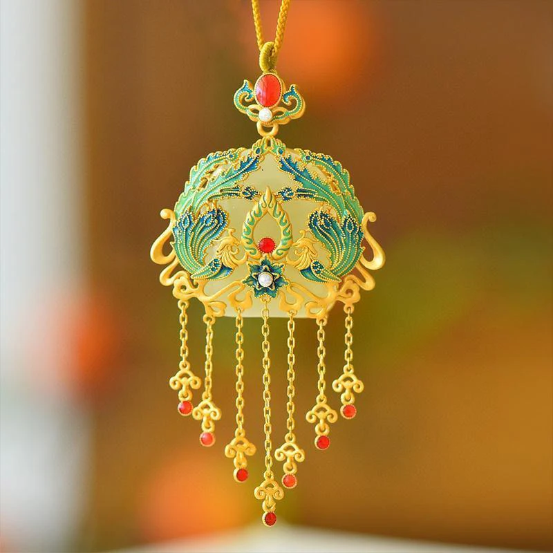 Ancient gold craftsmanship natural chalcedony enamel porcelain Phoenix South red tourmaline tassel necklace luxury jewelry
Ancient gold craftsmanship natural chalcedony enamel porcelain Phoenix South red tourmaline tassel necklace luxury jewelry