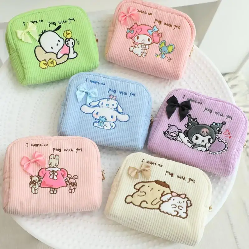 

Kawaii Anime Sanrio Cinnamoroll My Melody Kuromi Cartoon Cosmetic Bag Cute Portable Travel Toiletry Bag Sanitary Pad Storage Bag