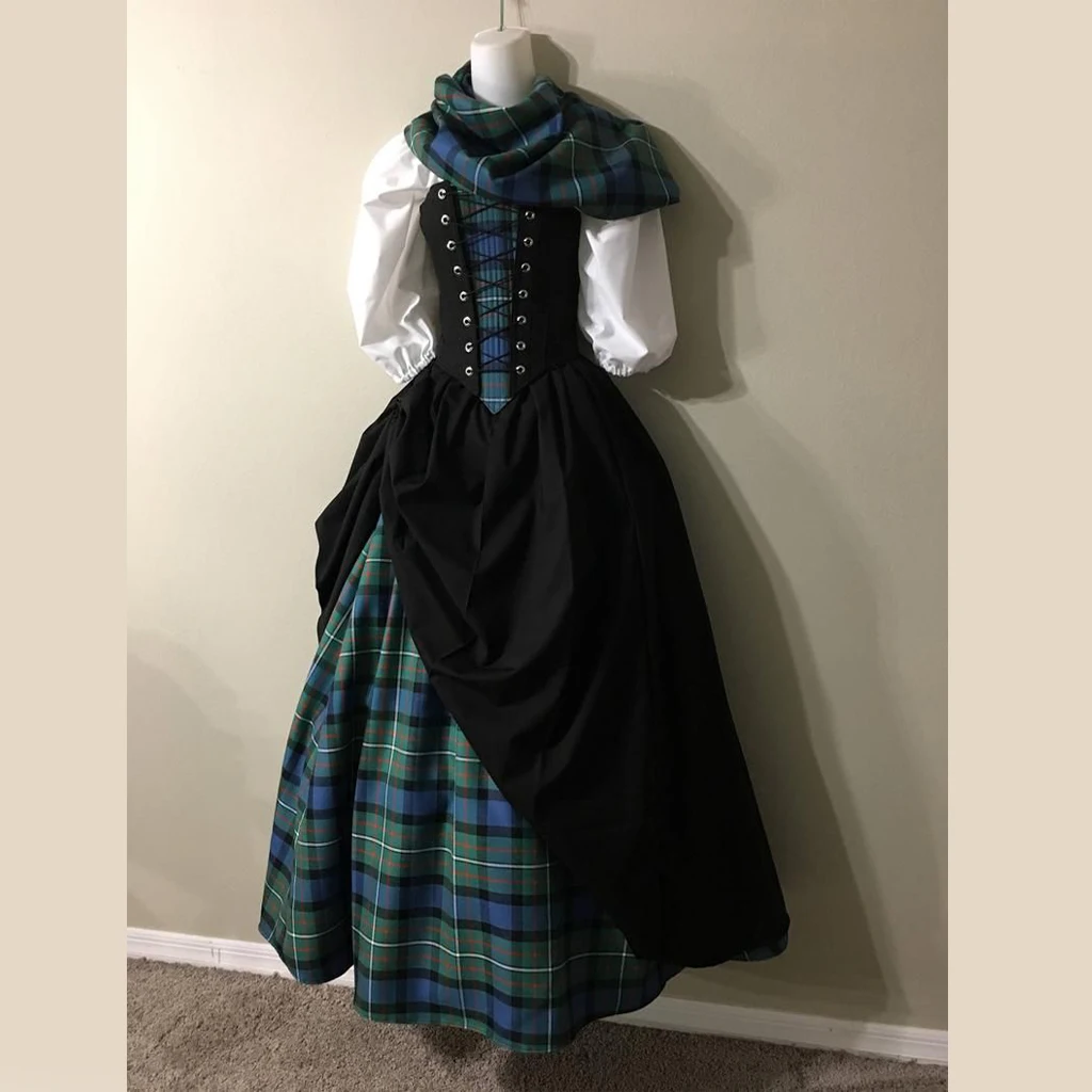 

TV Outlander Claire Fraser Cosplay Costume Dress Claire Fraser Highland Dress Medieval Rococo Scottish Costumes For Women