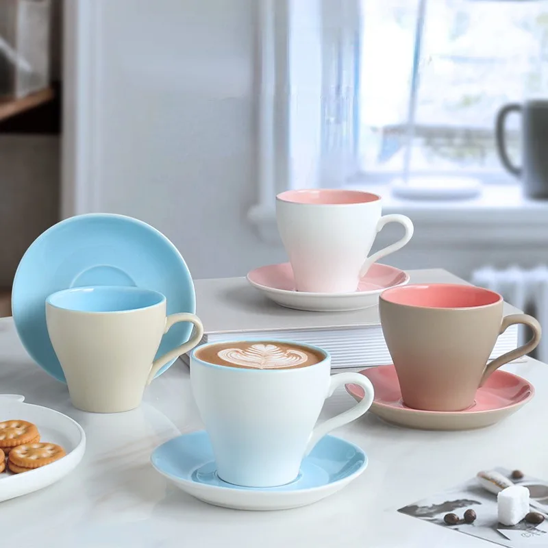 Creative Coffee Cup and Saucer Set Color Block Matt Ceramic European Coffee Mug Frosted Office Couple Mug Tea Cup Drinkware
Creative Coffee Cup and Saucer Set Color Block Matt Ceramic European Coffee Mug Frosted Office Couple Mug Tea Cup Drinkware
