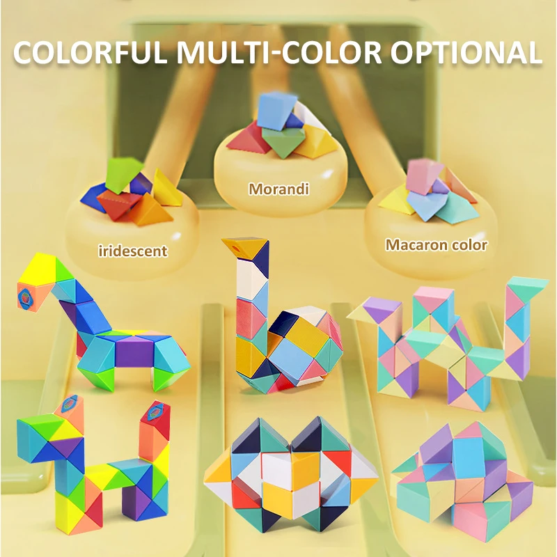 

24-72 Segments Magic Ruler Snake Cube Multi-Color 3D Puzzle Fidget Toys Transformable Cubes Kid Education Toys Gift Cubo Magico