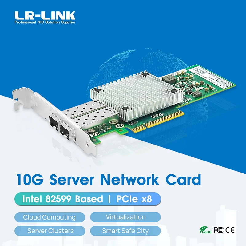 

LR-LINK 9802BF-2SFP+ 10Gb Network Card PCIe X8 Dual-port Fiber Optical Server Adapter Intel 82599 Compare to E10G41BTDA X520-DA2