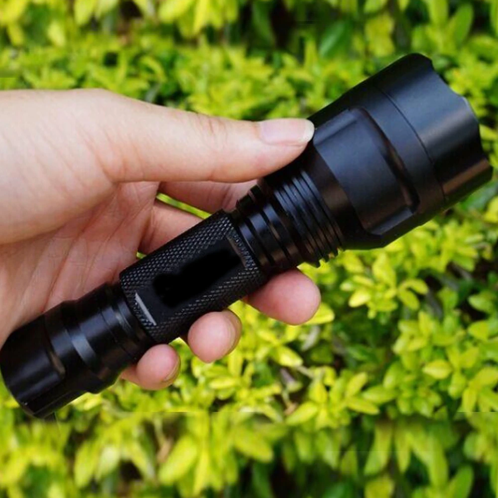 

C8 Hunting Flashlight 1 Mode Torch Lantern Q5 Tactical Flashlights USB Rechargeable Waterproof Light Power by 18650 Battery