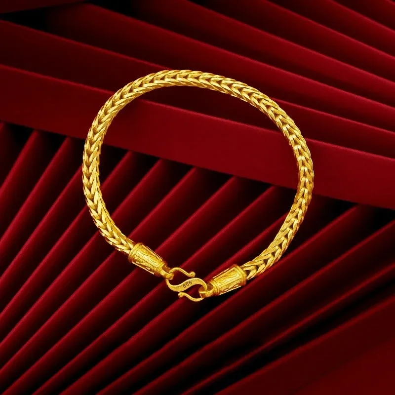 

Роскошный позолоченный Змеиный браслет из желтого золота 24 карата для женщин простой цвет не выцветает подарки на годовщину свадьбы