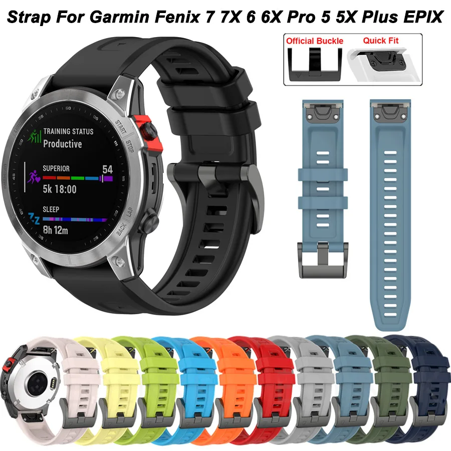 

22 20 26mm Quickfit Silicone Watchband For Garmin Fenix 7X 7 6X 6 Pro 5 5X Plus 3HR Forerunner 935 945 Epix Gen 2 Strap Bracelet