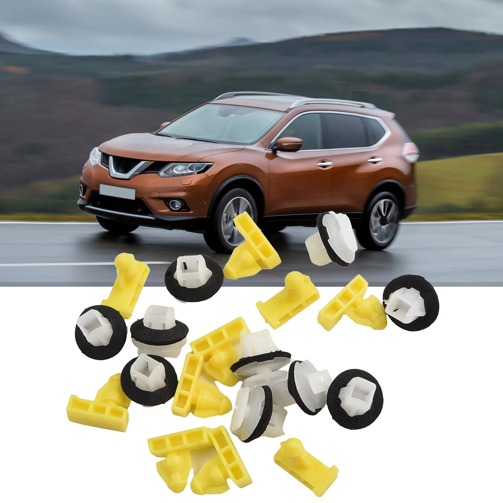 10pcs White Clips With Washers And Yellow Clips Wheel Arch Trim Clips Front Rear Wing Moulding For Nissan X-Trail
10pcs White Clips With Washers And Yellow Clips Wheel Arch Trim Clips Front Rear Wing Moulding For Nissan X-Trail