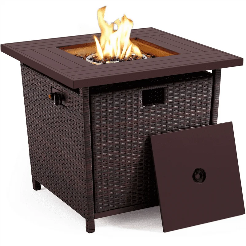 MART 28in Wicker Fire Pit Table with Glass Fire Stones & Water-resistant Cover, Brown Charcoal grill cover Funda barbacoa exteri
MART 28in Wicker Fire Pit Table with Glass Fire Stones & Water-resistant Cover, Brown Charcoal grill cover Funda barbacoa exteri