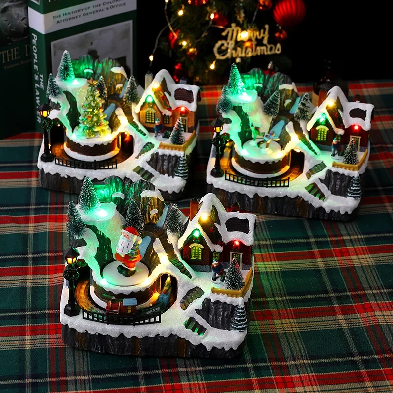 European Style Christmas Music Box Decoration with Rotating Santa Claus Train and LED Light
European Style Christmas Music Box Decoration with Rotating Santa Claus Train and LED Light
