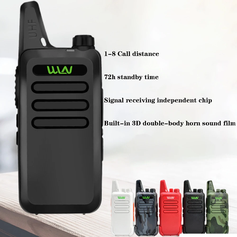 

2 sets/pack hotel construction site civil micro ultra-thin wireless handheld outdoor high-power mini walkie-talkies 5km-10km