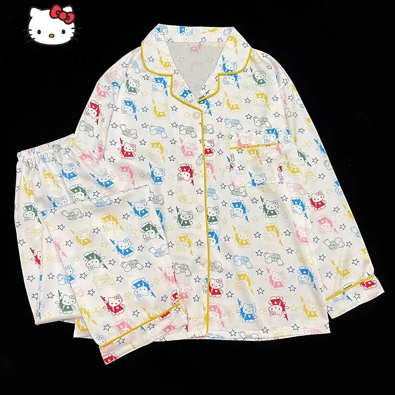 Женская одежда Sanrio, Hello Kitty Y2k, мягкий Шелковый Топ с длинным рукавом, рубашка и брюки, комплект из 2 предметов, эстетичный весенний Пижамный костюм с принтом звезд для женщин
Женская одежда Sanrio, Hello Kitty Y2k, мягкий Шелковый Топ с длинным рукавом, рубашка и брюки, комплект из 2 предметов, эстетичный весенний Пижамный костюм с принтом звезд для женщин