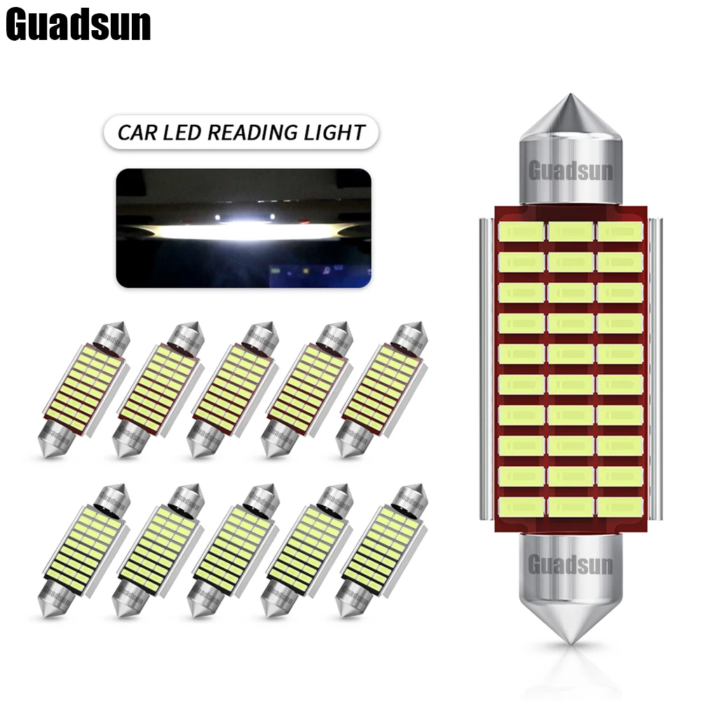 

2pcs LED Festoon 31mm 36mm 39mm 41mm C5W C10W Bulbs Canbus No Error White 12V For Reading Light Car Interior Dome License Plate