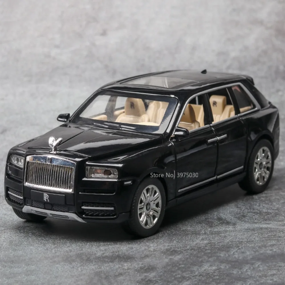 

1/24 Rolls-Royce Cullinan SUV Toy Car Model Alloy Diecast with Sound and Light The Hood Can Be Opened Toys Vehicles Gift for Boy