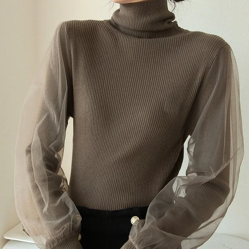 New Long Sleeve Turtleneck Female Sweater Women Korean Lace Mesh Patchwork Indie Pullover Knitwear 2023 Fall Winter Knitted Tops
New Long Sleeve Turtleneck Female Sweater Women Korean Lace Mesh Patchwork Indie Pullover Knitwear 2023 Fall Winter Knitted Tops