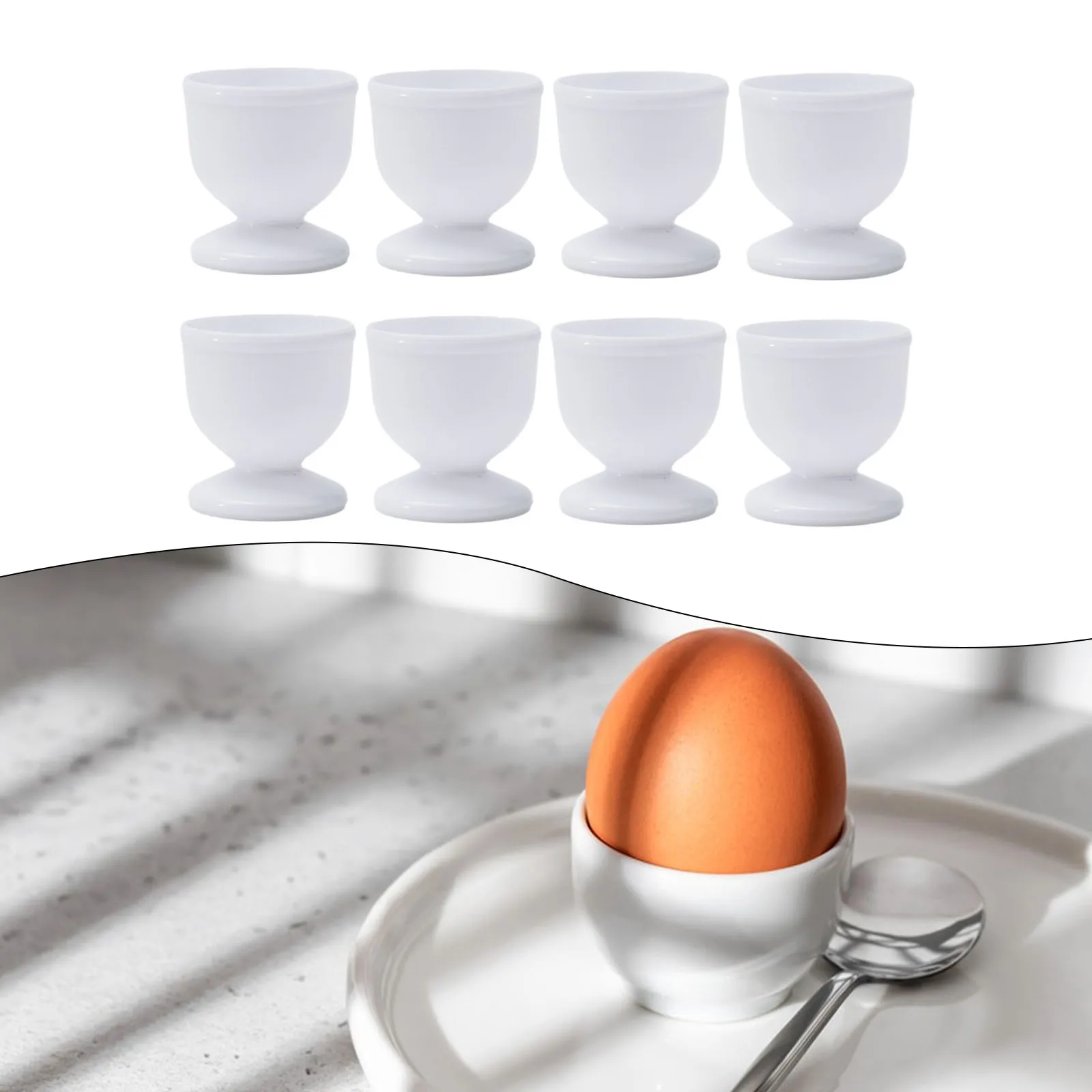 

4/8pcs Egg Holder White Eggs Cup Stand Caviar Cup Breakfast Hard Soft Boiled Eggs Holders Banquet Supplies Kitchen Accessories