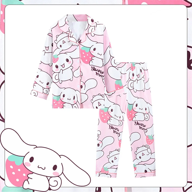 

Kawaii Sanrios Cinnamoroll Pajamas Kuromi Y2K Children Anime My Melody Pochacco Cute Casual Loose Long Sleeve Girl Fall Homewear