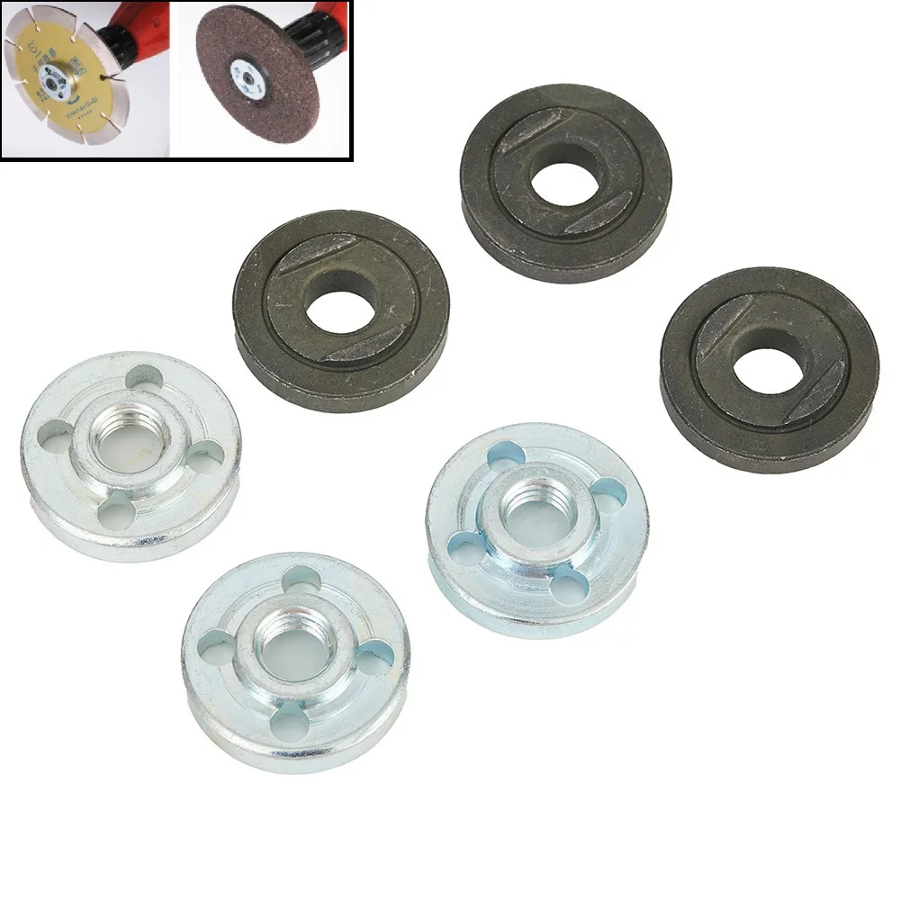 

New 6 Pcs Steel Lock Nuts Flange Nut Inner Outer Kit Angle Grinder Tool Accessories Grinding Machine Parts Accessories Wholesale