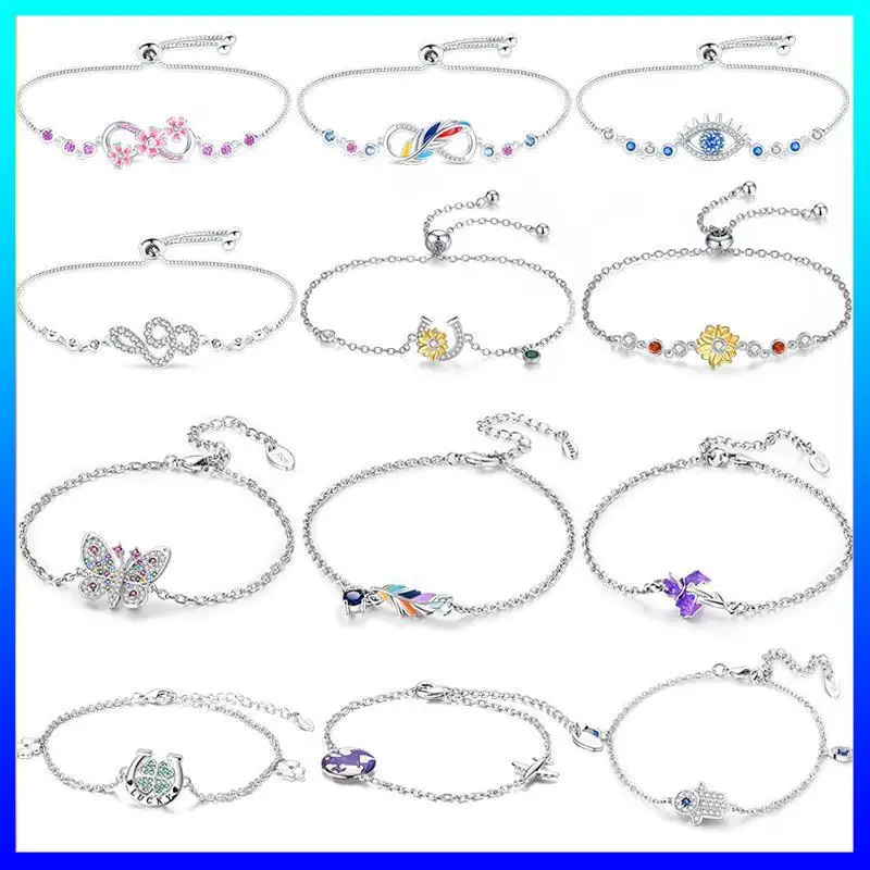 

For Women Sparkling Zircon Infinity Symbol Bracelet Valentine's Day Jewelry Fashion 925 Silver Tree Of Life Pendant Bracelets