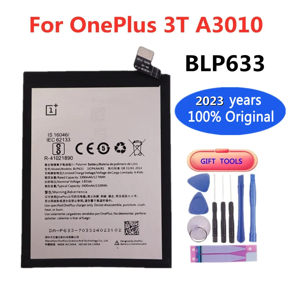 

2023 Year High-Quality BLP633 3400mAh Phone Battery For Oneplus 3T + One Plus 3T + A3010 Original Built-in Replacement batteries