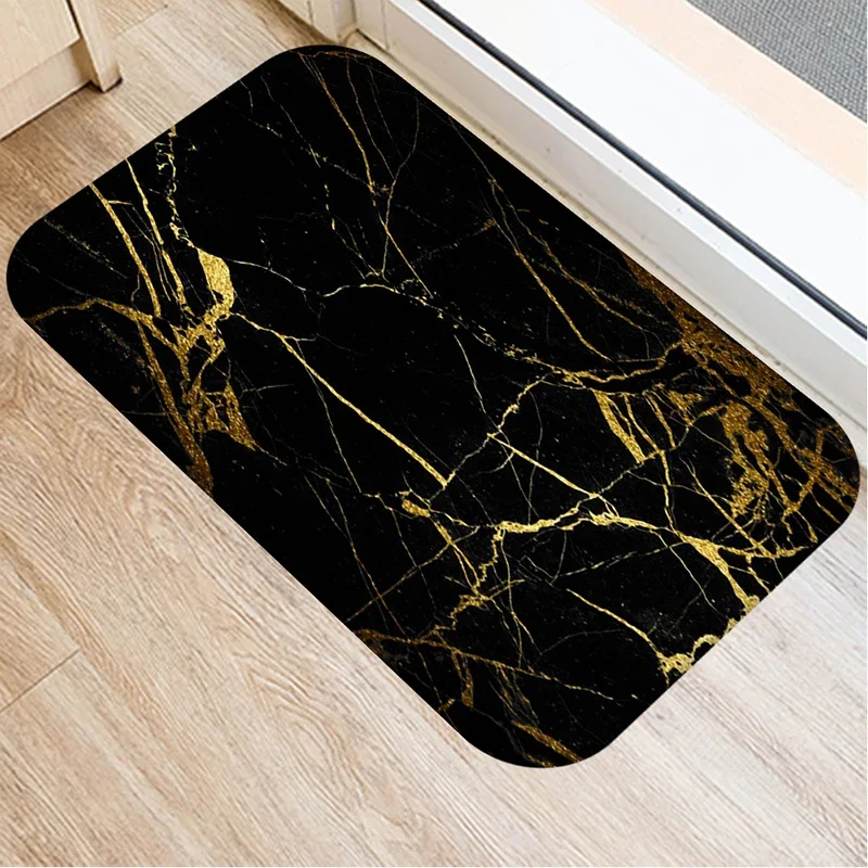 

Golden Marble Printed Kitchen Bath Entrance Doormat Coral Velvet Carpet Door Mat For Floor Indoor Soft Anti-Slip Rug Home Decor