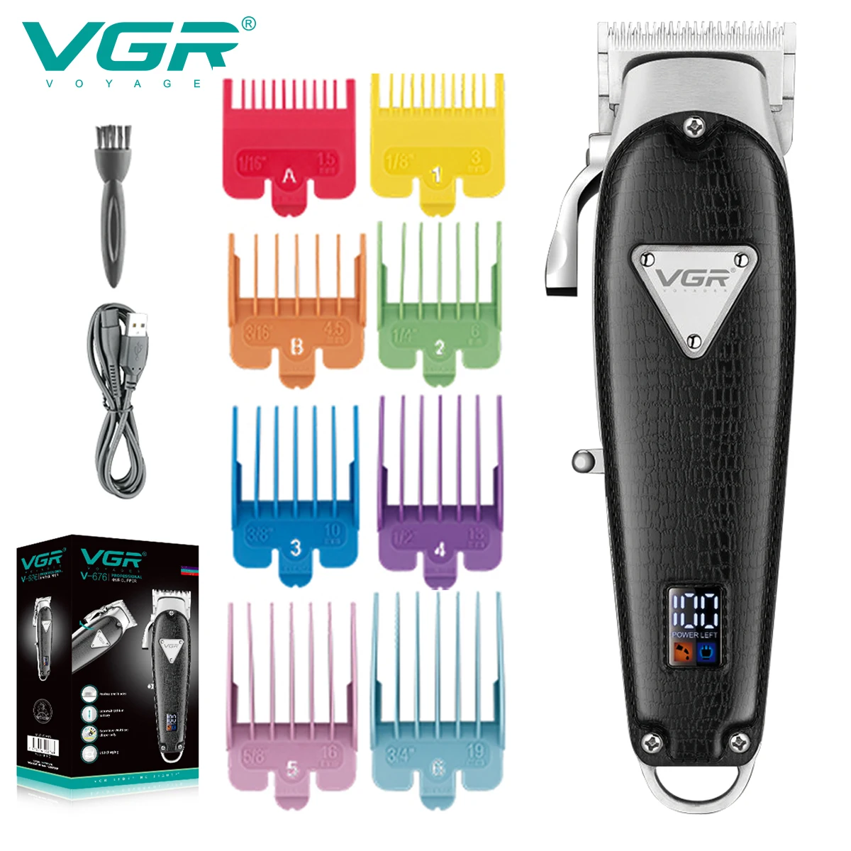 VGR Hair Clipper Rechargeable Hair Trimmer Cordless Hair Cutting Machine Electric Barber Metal Leather Clipper for Men V-676
VGR Hair Clipper Rechargeable Hair Trimmer Cordless Hair Cutting Machine Electric Barber Metal Leather Clipper for Men V-676