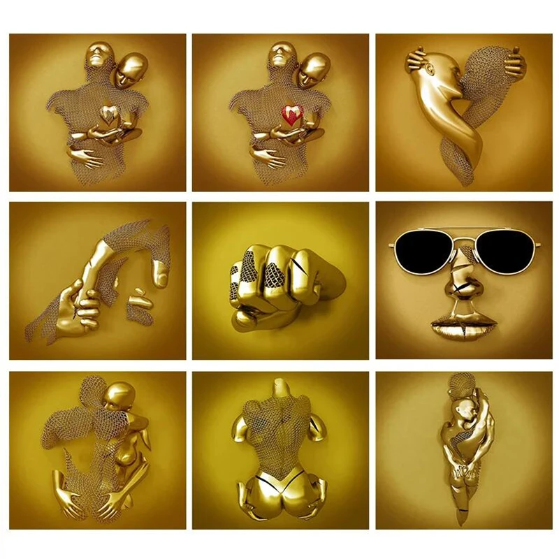 Abstract Gold Metal Figure Sculpture Canvas Painting Romantic Lover Sculpture Poster and Print Wall Art Room Home Decoration
Abstract Gold Metal Figure Sculpture Canvas Painting Romantic Lover Sculpture Poster and Print Wall Art Room Home Decoration