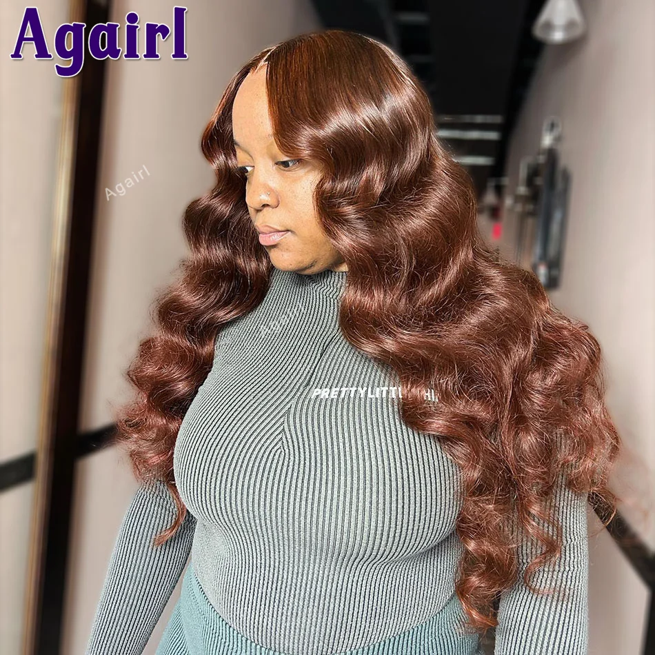 

Transparent 13x4 13x6 Lace Front Wig Human Hair PrePlucked Chocolate Brown Body Wave 6X4 Glueless Transparent Lace Wig For Women