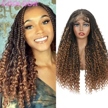 Bohemian Box Braids Lace Wigs for Black Women 20 Inch Synthetic Ombre Brown Braided Lace Front Wigs with Curly Ends Cosplays Wig
Bohemian Box Braids Lace Wigs for Black Women 20 Inch Synthetic Ombre Brown Braided Lace Front Wigs with Curly Ends Cosplays Wig