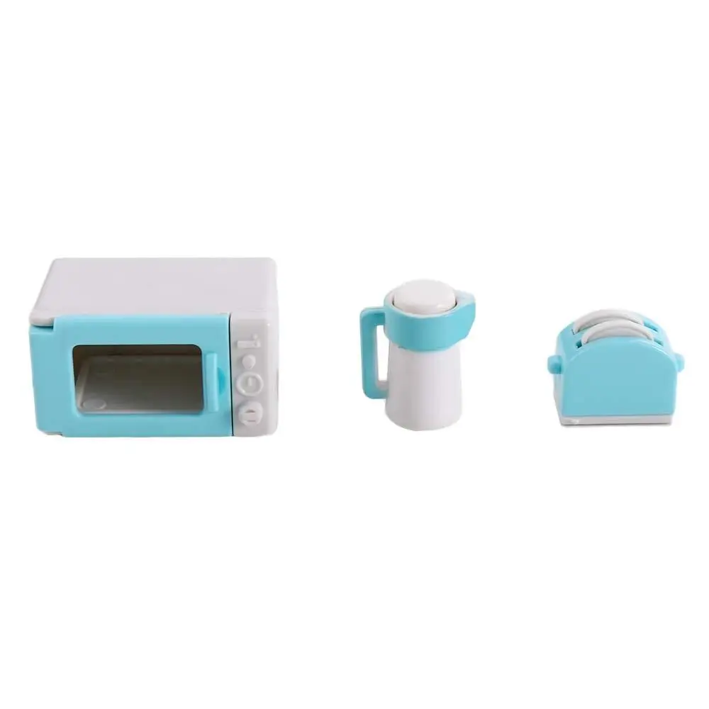 

Scene Decoration Kitchen Toys Cookware set Simulated Furniture Bread Maker Kettle Kit Mini Microwave Oven Dollhouse Furniture