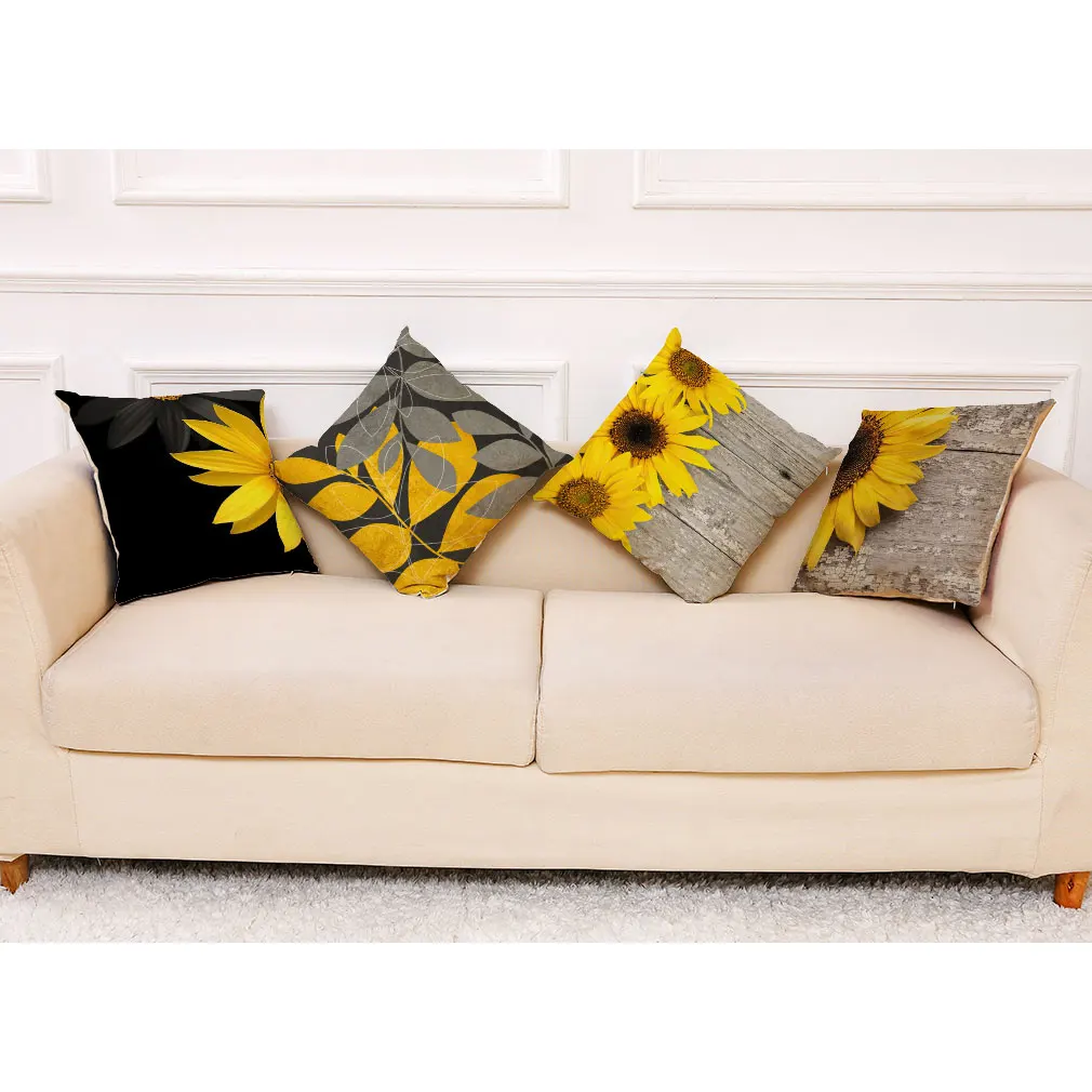 

Beautiful Sunflower Series Pillowcase Polyester Decorative Pillow Case Square Cushion Cover For Living Room Sofa Office 45x45cm