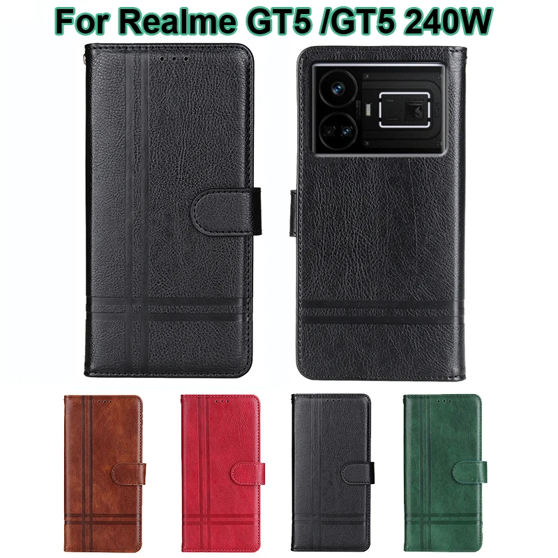 

Magentic Wallet Case For Realme GT5 чехол Book Stand Leather Capa Flip Cover For Fundas Realme GT5 240W Phone Coque Hoesje 6.74"