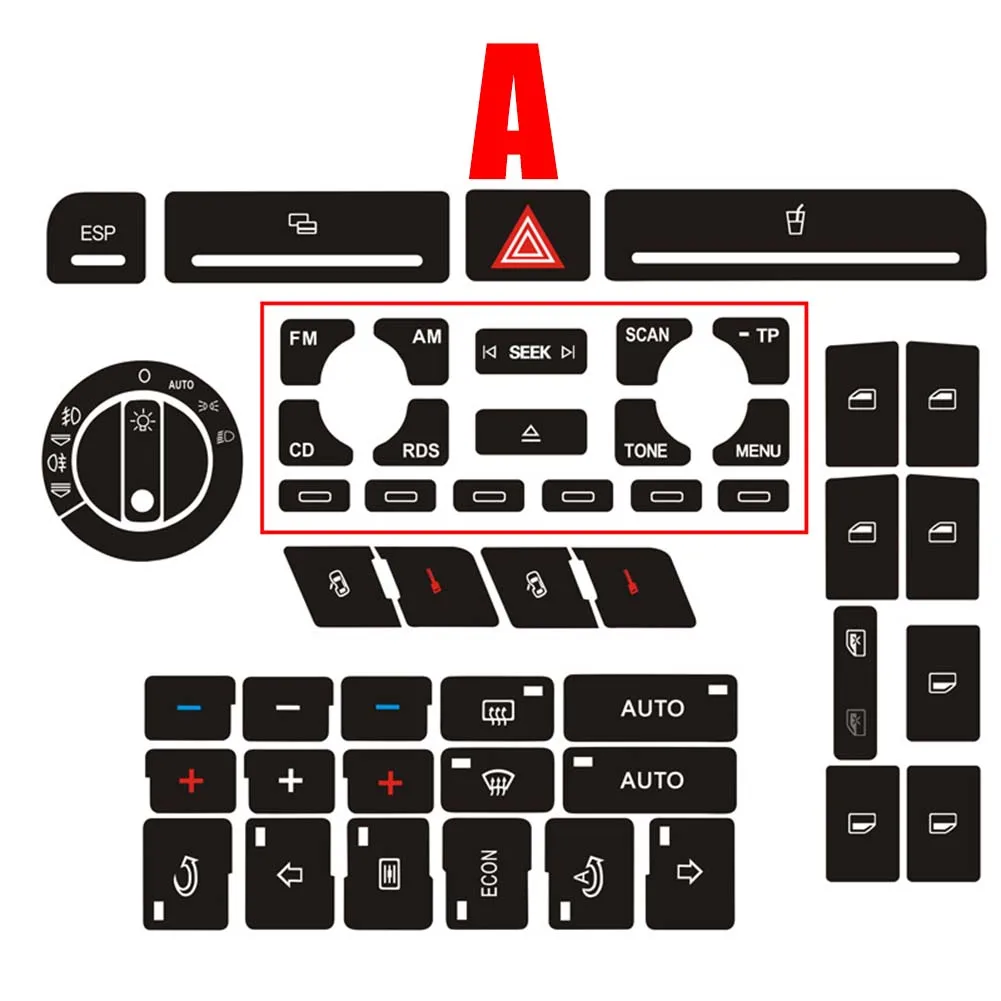 1Set Button Repair Decals Sticker Door Lock Window Air-Conditioner Repair Set For-Audi A4 B6 B7 Button Repair Decal Stickes
1Set Button Repair Decals Sticker Door Lock Window Air-Conditioner Repair Set For-Audi A4 B6 B7 Button Repair Decal Stickes