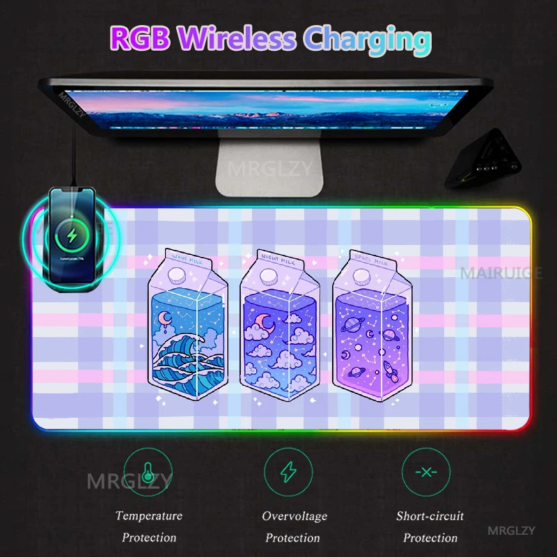 RGB LED Wireless Charging MousePad Charger Mat Rug Desk Mats Cute Girly Purple Typec Gaming Accessories Mouse Pad XXL Carpets
RGB LED Wireless Charging MousePad Charger Mat Rug Desk Mats Cute Girly Purple Typec Gaming Accessories Mouse Pad XXL Carpets