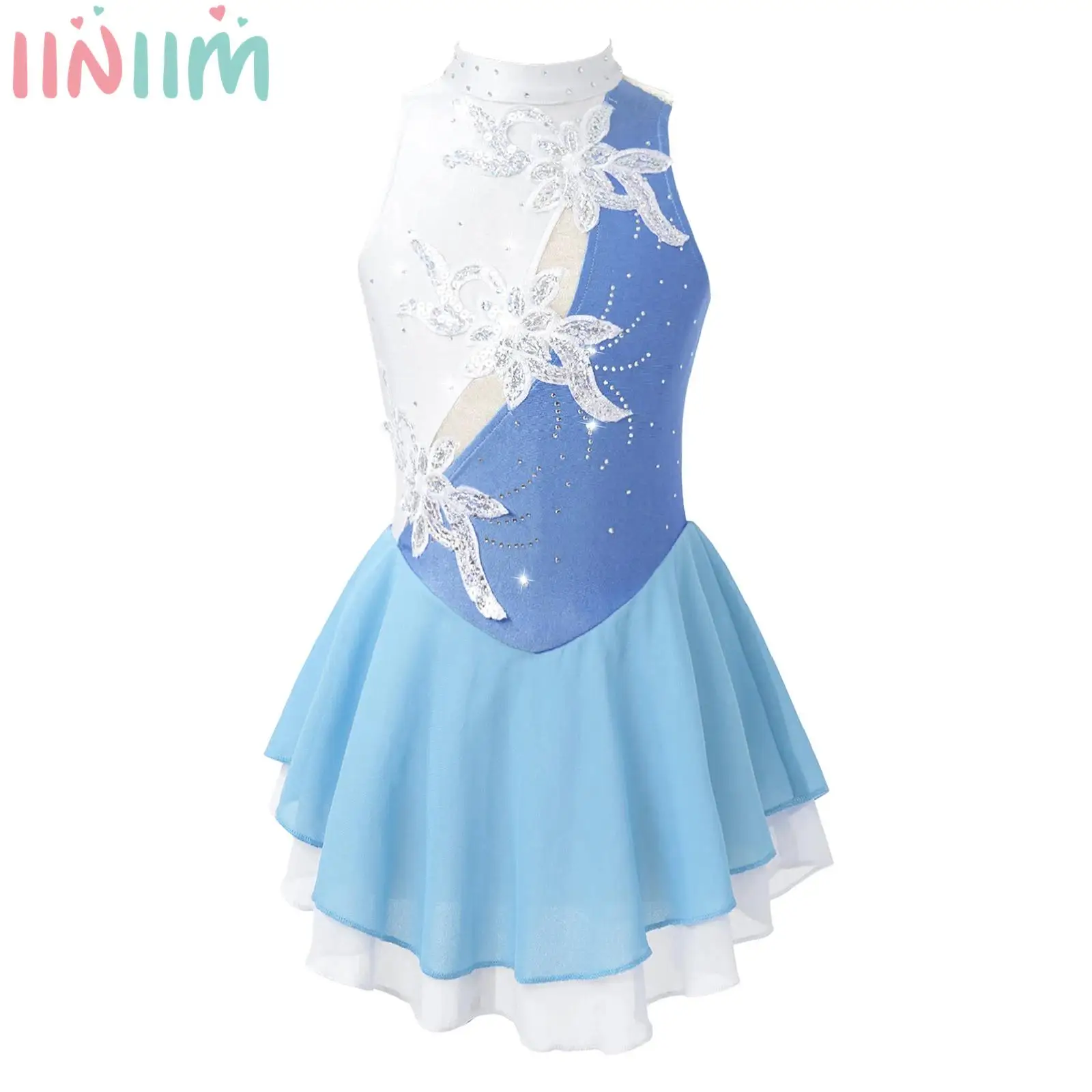 

Kids Girls Stylish Ballet Dance Sleeveless Dress Gymnastics Leotards Acrobatics Figure Ice Skating Dancing Performance Clothing