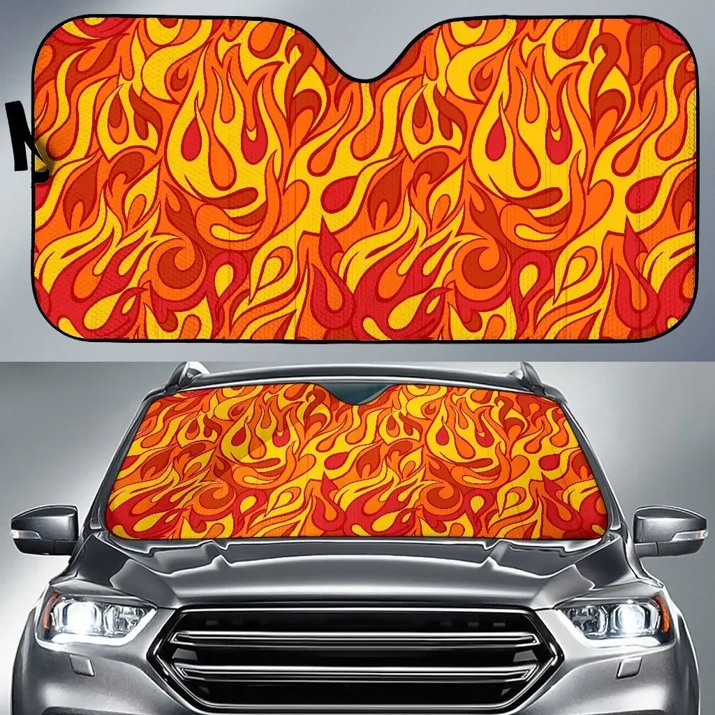 

Flame Fire Print Pattern Auto Sun Shade Car Windshield Window Cover Sunshade
