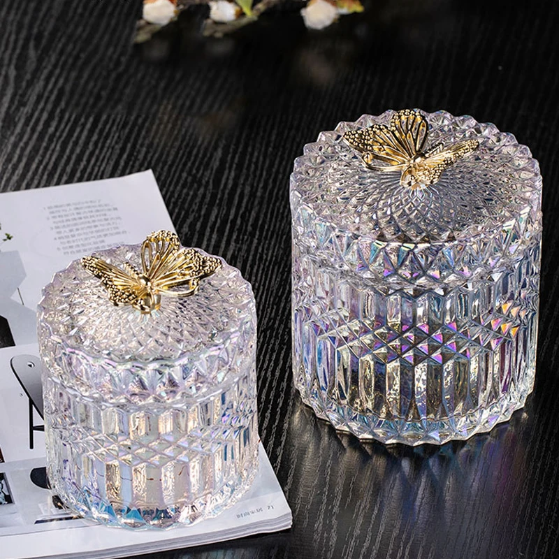 

Household Glass Jar Toothpick Holder Storage Box Decorative Box Creative Butterfly Living Room Decoration Glass Container