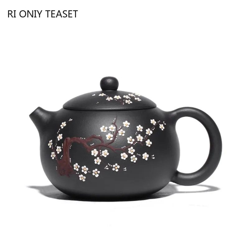 400ml Classic Yixing Purple Clay Teapot Raw Ore Black Mud Xishi Tea Pot Zisha High Capacity Plum Bossom Tea Kettle Home Tea Set 
400ml Classic Yixing Purple Clay Teapot Raw Ore Black Mud Xishi Tea Pot Zisha High Capacity Plum Bossom Tea Kettle Home Tea Set