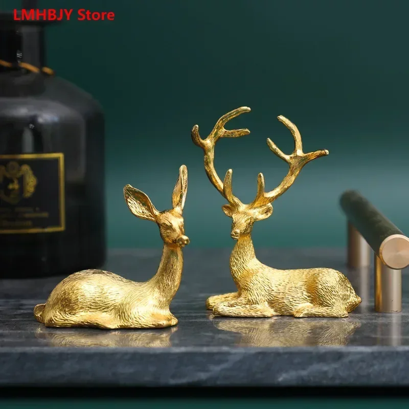 

Mini Luxury Deer Ornaments Sika Deer Creativity Modern Living Room TV Cabinet Wine Cabinet and Entrance Decoration Crafts