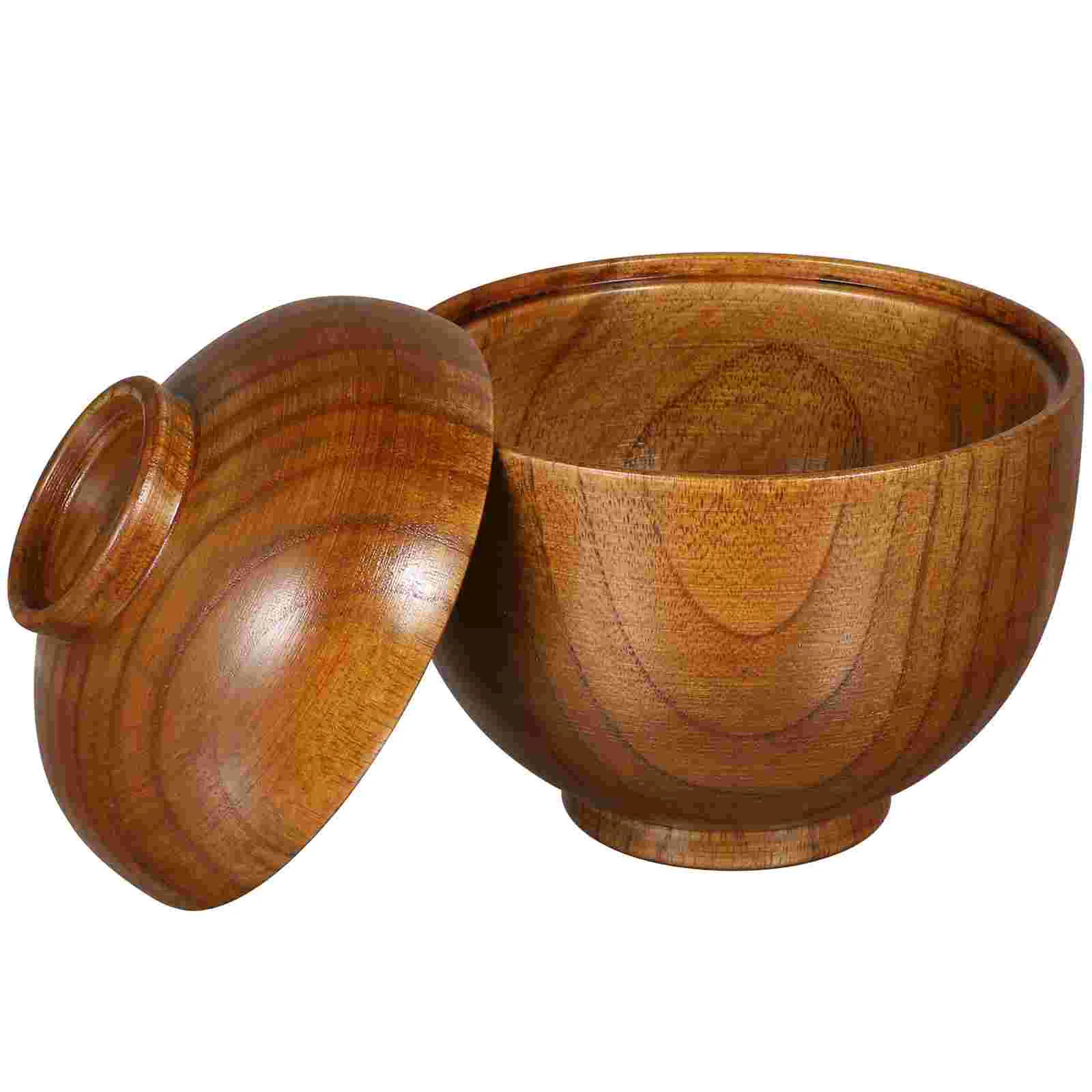 

Small Wooden Bowl Rice Soup Bowl Noodle Ramen Fruit Salad Mixing Bowl Food Serving Bowl With Lids Kitchen Tableware
