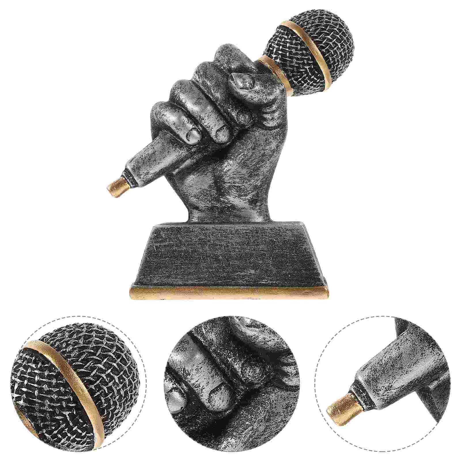 

Music Trophy Award Microphone Sculpture Singing Awards Decorate Funny Resin Participation Trophies Party Gifts