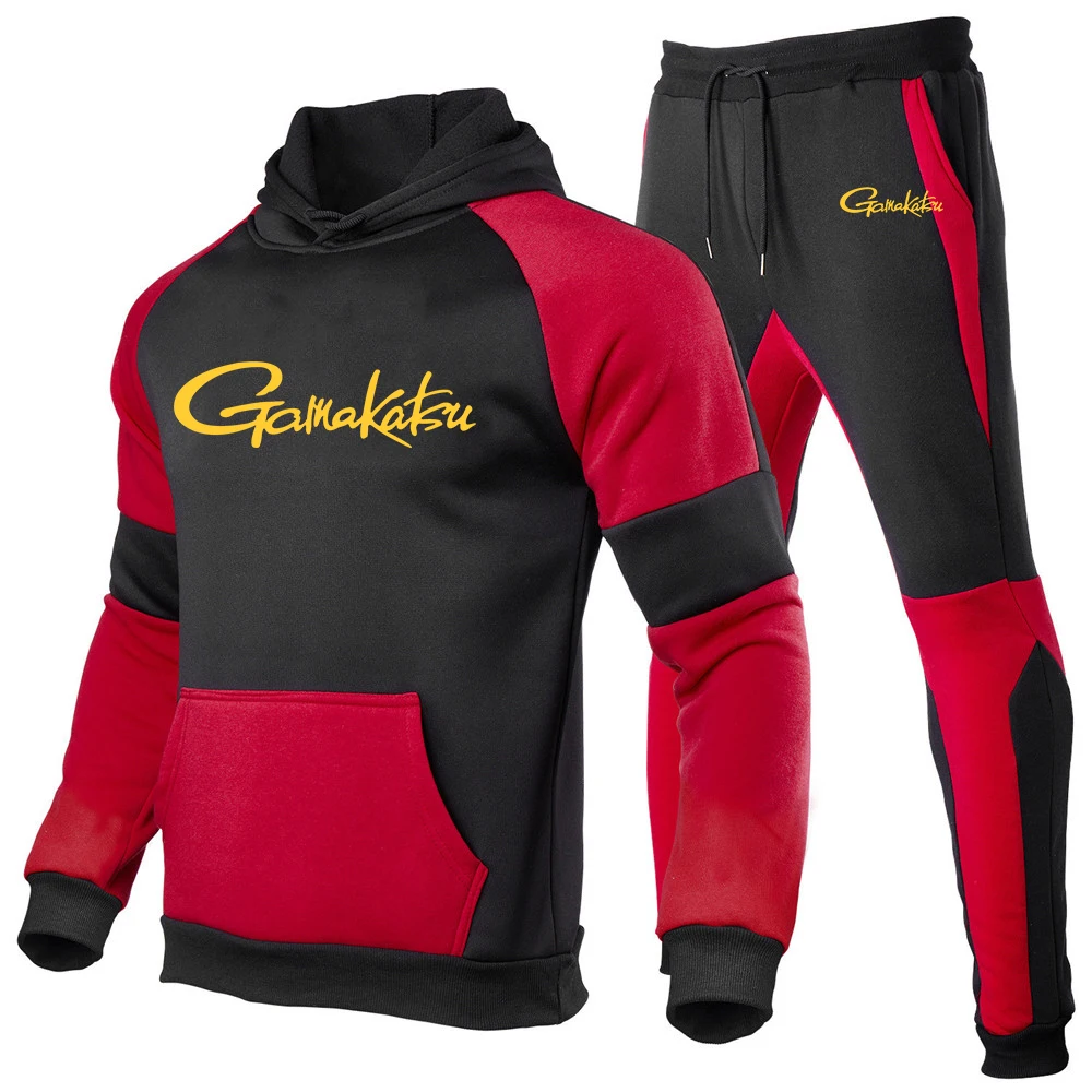 

Gamakatsu Fishing 2023 Men Clothing Sports Suits Jogging Pullover Tracksuit Casual Comfortable Hoodie Sportswear+Pant 2Pcs Set
