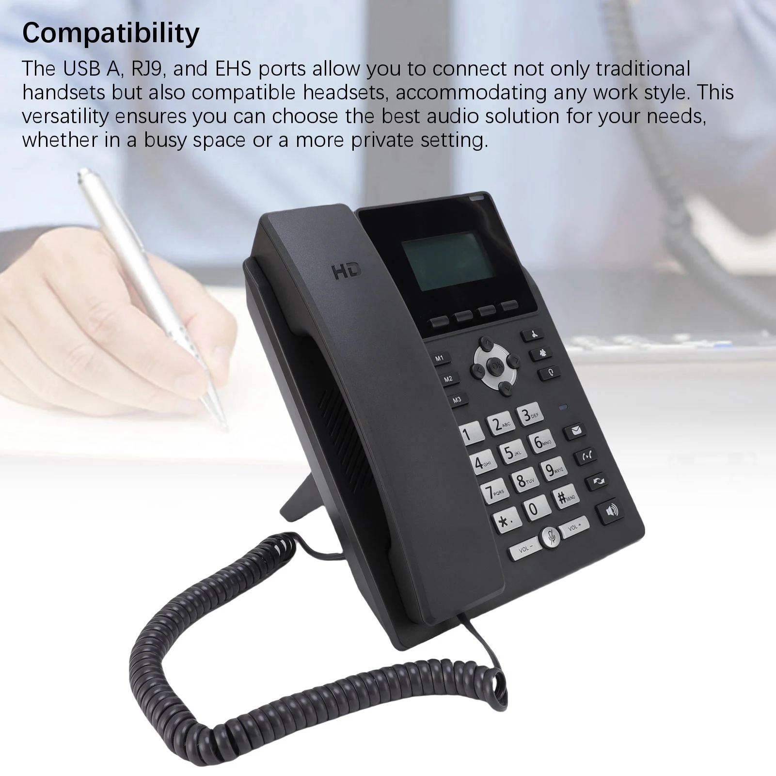 S4ec861cb72454026abbea529ae4d45f4U IP Phone Business IP Phone IP Phone VoIP Accounts 2.4 Inch Color Display Dual Port Gigabit Ethernet Desktop Business Media Phone